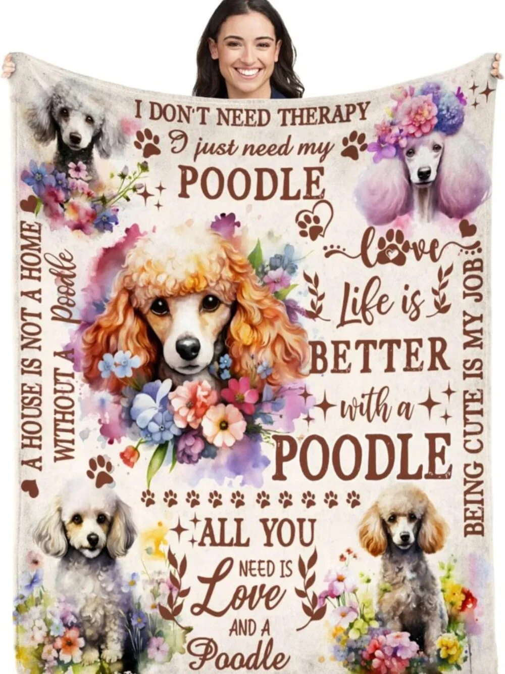 Cozy Poodle Blanket for Dog Lovers | Soft Flannel Throw 50x60 inches